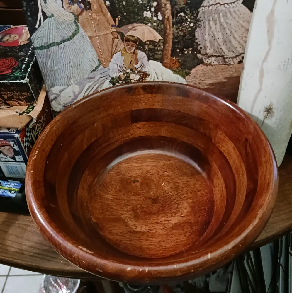 π₯ Vintage Wood Serving Bowl, Acacia Wood, 12" x 5",A Nice Bowl.π₯£π₯£ - Picture 5 of 10